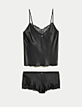 Silk & Lace Trim Camisole Set