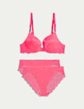 Setje met push-up plunge-bh met beugel, model Hanna Glossie (cupmaten A-E)