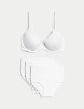 Lace Trim Wired Demi Cup Bra Set A-E