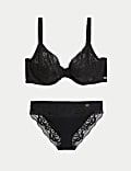 Rib & Lace Wired Plunge Lounge Bra Set F-H