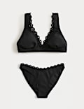 Broderie Trim Sculpt Padded Plunge Bikini Set