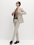 2 Piece Tailored Fit Cotton Linen Striped Suit