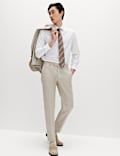 2 Piece Tailored Fit Cotton Linen Striped Suit