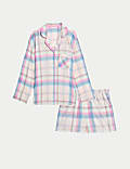 Cotton Blend Checked Pyjama Top Set