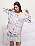 Cotton Blend Checked Pyjama Top Set