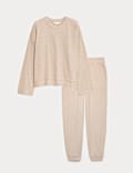 Ribbed Crew Neck Long Sleeve Pyjama Set