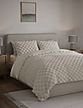 Fleece Checkerboard Textured Bedding Set