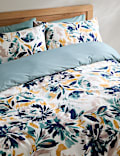 Parure de lit 100 % coton à motif fleuri façon aquarelle