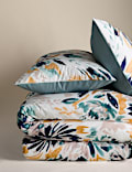 Parure de lit 100 % coton à motif fleuri façon aquarelle
