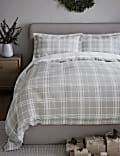 Pure Brushed Cotton Checked Bedding Set
