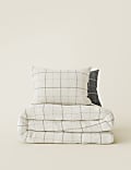 Cotton Blend Checked Bedding Set