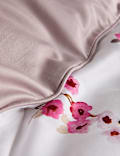 Juego de sábanas 100 % algodón satinado con estampado de flores de cerezo
