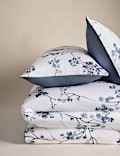 Parure de lit satinée 100% coton à motif fleur de cerisier