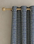 Cortinas de diseño geométrico de chenilla con ojales
