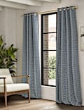 Cortinas de diseño geométrico de chenilla con ojales