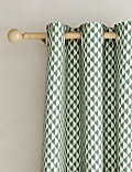 Cotton Blend Geometric Eyelet Curtains