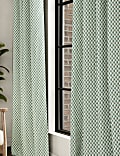 Cotton Blend Geometric Eyelet Curtains