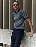 Cotton Rich Zip Up Knitted Polo Shirt