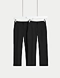 2pk Boys' Regular Leg Plus Waist School Trousers (2-18 Yrs)