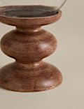 Bobbin Wooden Hurricane Candle Holder