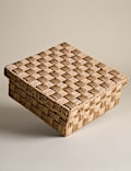 Boîte de rangement carrée de taille moyenne en ficelle tissée