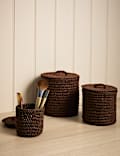 Lot de 3 petits pots à couvercle en raphia