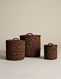 Lot de 3 petits pots à couvercle en raphia
