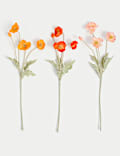 Set of 3 Artificial Poppy Stems