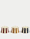 Set of 3 Striped Ceramic Tealight Holders