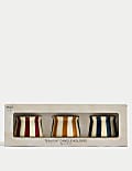 Set of 3 Striped Ceramic Tealight Holders