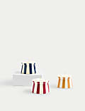 Set of 3 Striped Ceramic Tealight Holders