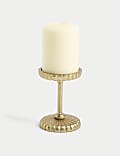 Ridged Metal Pillar Candle Holder