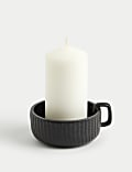 Ridged Ceramic Pillar Candle Holder