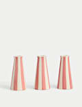 Set of 3 Striped Dinner Candle Holders