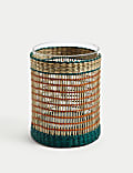 Woven Rattan Hurricane Candle Holder
