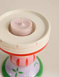 Set of 2 Patterned Ceramic Candle Holders