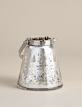 Woodland Scene Glass & Metal Lantern