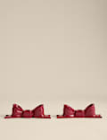 2pk Bow Ceramic Dinner Candle Holders