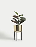 Medium Textured Gold Planter with Stand