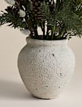 Artificial Winter Arrangement in Concrete Pot