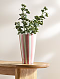 Striped Scallop Edge Ceramic Vase