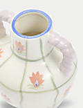 Small Floral Glazed Ceramic Bottle Vase