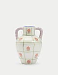 Small Floral Glazed Ceramic Bottle Vase