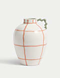 Grand vase carafe en céramique à carreaux Wiggle