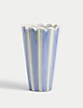 Scallop Striped Ceramic Vase