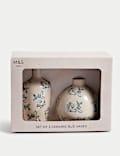 Set of 2 Floral Ceramic Bud Vases