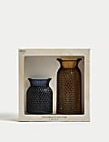 2pk Textured Glass Vases