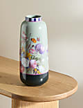 Tall Floral Ceramic Cylinder Vase