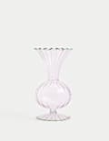 Kleine Knospenvase aus geriffeltem Glas
