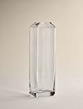 Haut vase angulaire en verre